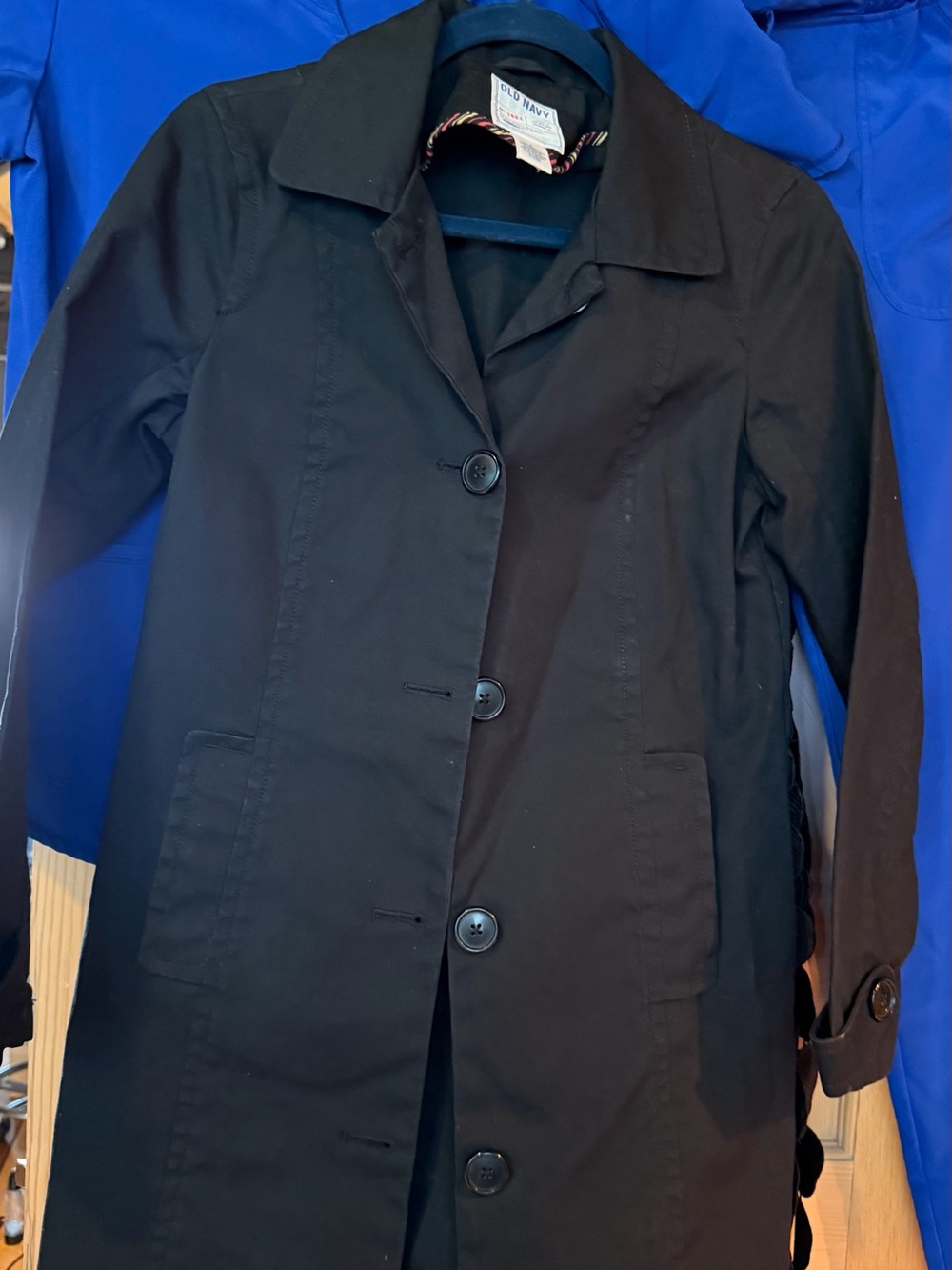 Old Navy Black Single-Breasted Trench Coat